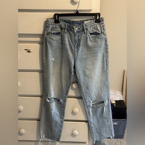 Blank NYC Light Blue Distressed Straight-Leg Jeans
